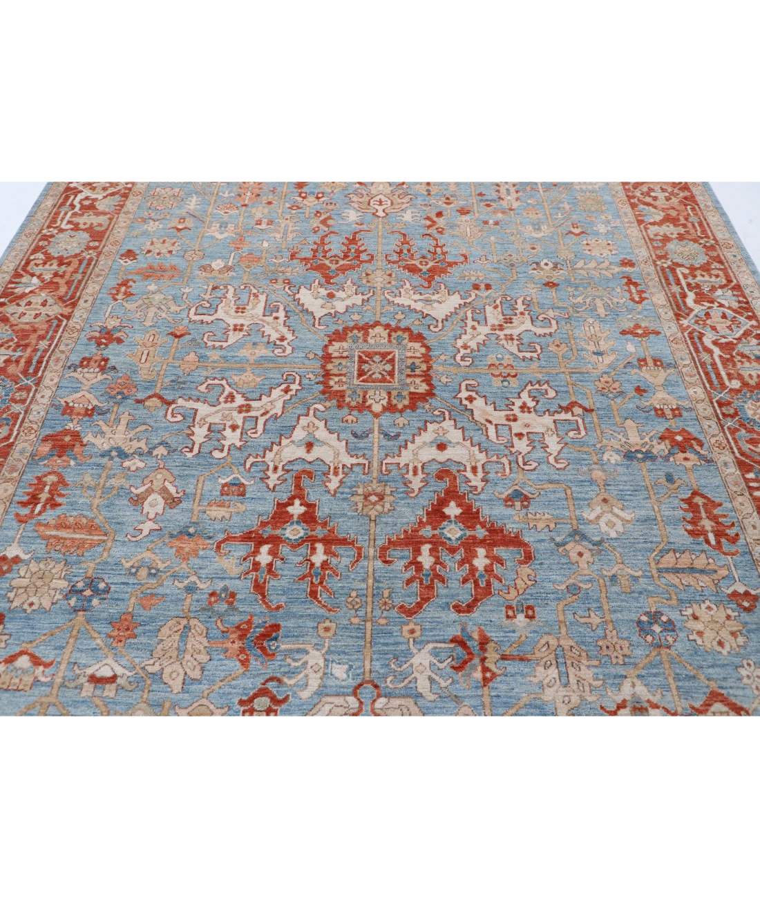 Hand Knotted Ziegler Wool Rug 7' 10" X 10' 2" 7' 10" X 10' 2" (239 X 310) / Blue / Red