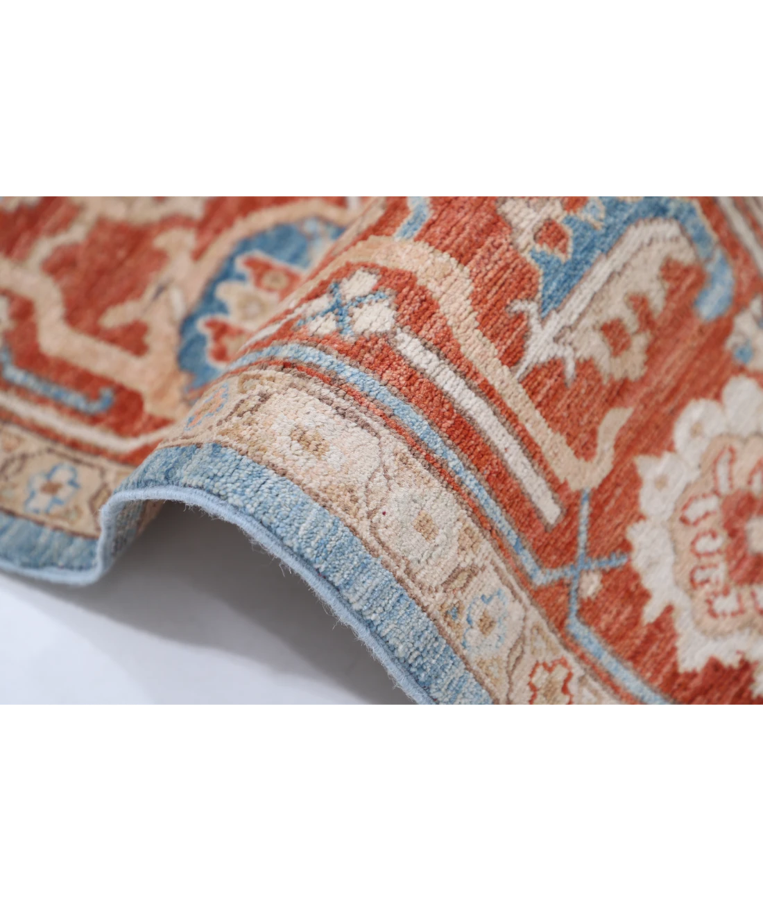 Hand Knotted Ziegler Wool Rug 7' 10" X 10' 2" 7' 10" X 10' 2" (239 X 310) / Blue / Red