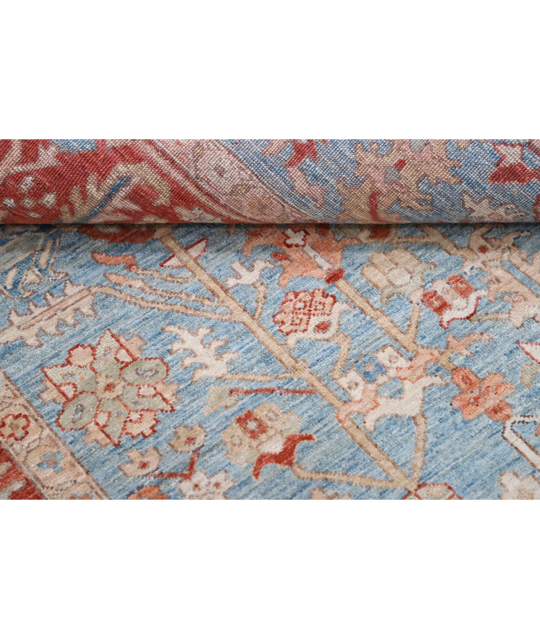 Hand Knotted Ziegler Wool Rug 7' 10" X 10' 2" 7' 10" X 10' 2" (239 X 310) / Blue / Red