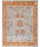 Hand Knotted Ziegler Wool Rug 7' 10" X 10' 2" 7' 10" X 10' 2" (239 X 310) / Blue / Red