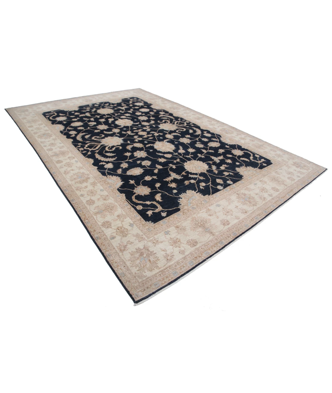 Hand Knotted Ziegler Wool Rug 8' 10" X 12' 10" 8' 10" X 12' 10" (269 X 391) / Black / Ivory