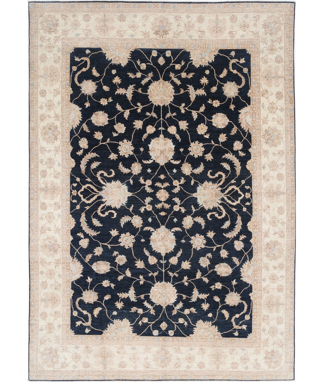 Hand Knotted Ziegler Wool Rug 8' 10" X 12' 10" 8' 10" X 12' 10" (269 X 391) / Black / Ivory