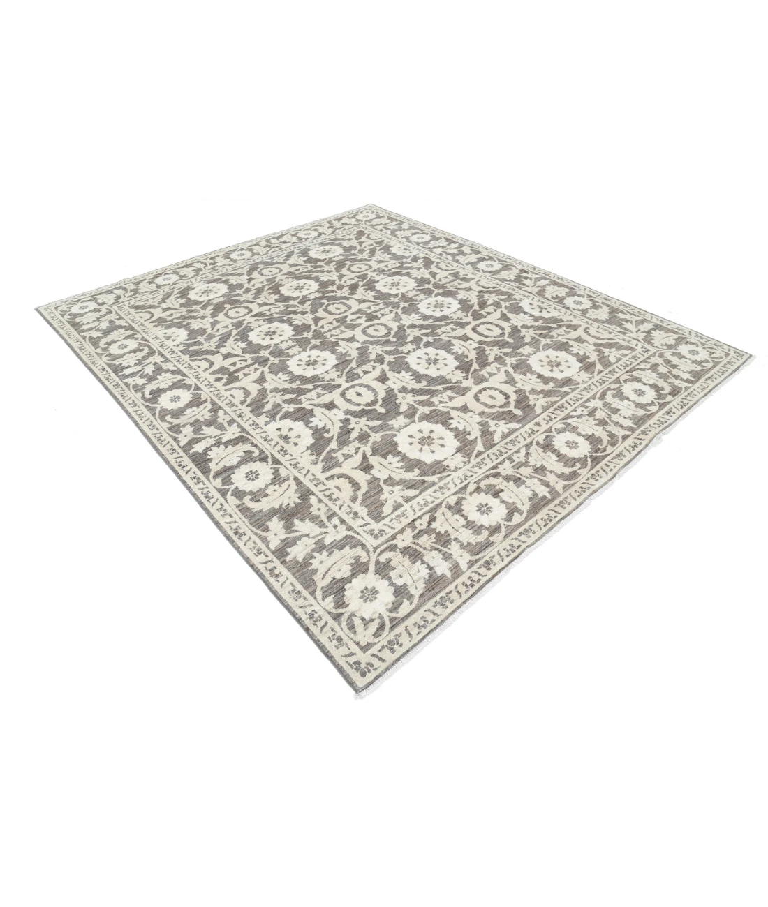 Hand Knotted Ziegler Wool Rug 7' 9" X 9' 0" 7' 9" X 9' 0" (236 X 274) / Brown / Ivory