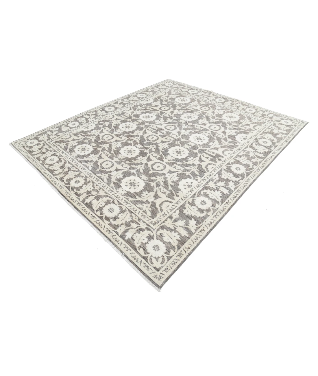 Hand Knotted Ziegler Wool Rug 7' 9" X 9' 0" 7' 9" X 9' 0" (236 X 274) / Brown / Ivory