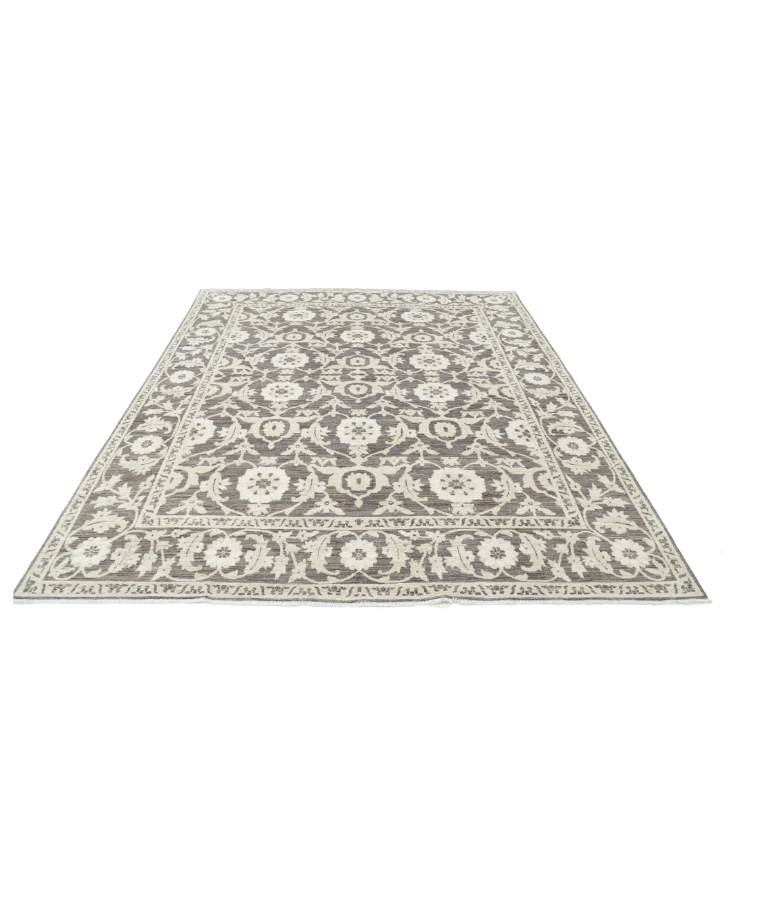 Hand Knotted Ziegler Wool Rug 7' 9" X 9' 0" 7' 9" X 9' 0" (236 X 274) / Brown / Ivory