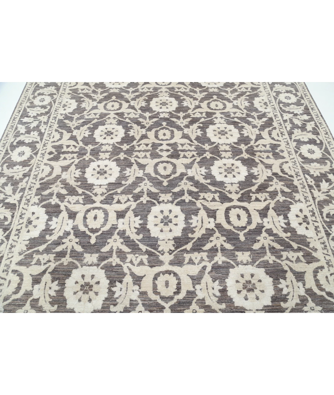 Hand Knotted Ziegler Wool Rug 7' 9" X 9' 0" 7' 9" X 9' 0" (236 X 274) / Brown / Ivory