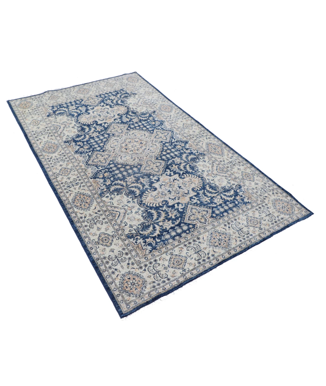 Hand Knotted Ziegler Wool Rug 3' 11" X 6' 6" 3' 11" X 6' 6" (119 X 198) / Blue / Ivory