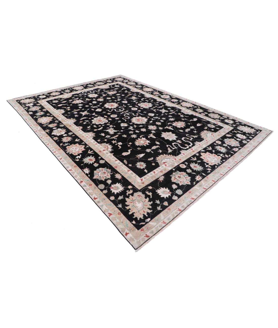 Hand Knotted Ziegler Wool Rug 8' 8" X 11' 9" 8' 8" X 11' 9" (264 X 358) / Black / Brown