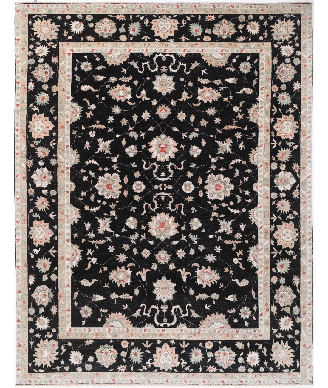 Hand Knotted Ziegler Wool Rug 8' 8" X 11' 9" 8' 8" X 11' 9" (264 X 358) / Black / Brown