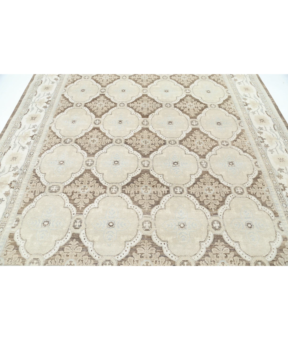 Hand Knotted Ziegler Wool Rug 8' 0" X 10' 9" 8' 0" X 10' 9" (244 X 328) / Ivory / Brown
