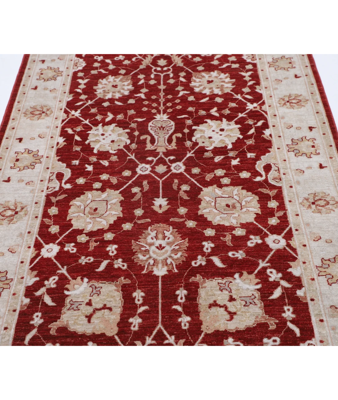 Hand Knotted Ziegler Wool Rug 4' 2" X 12' 7" 4' 2" X 12' 7" (127 X 383) / Red / Ivory
