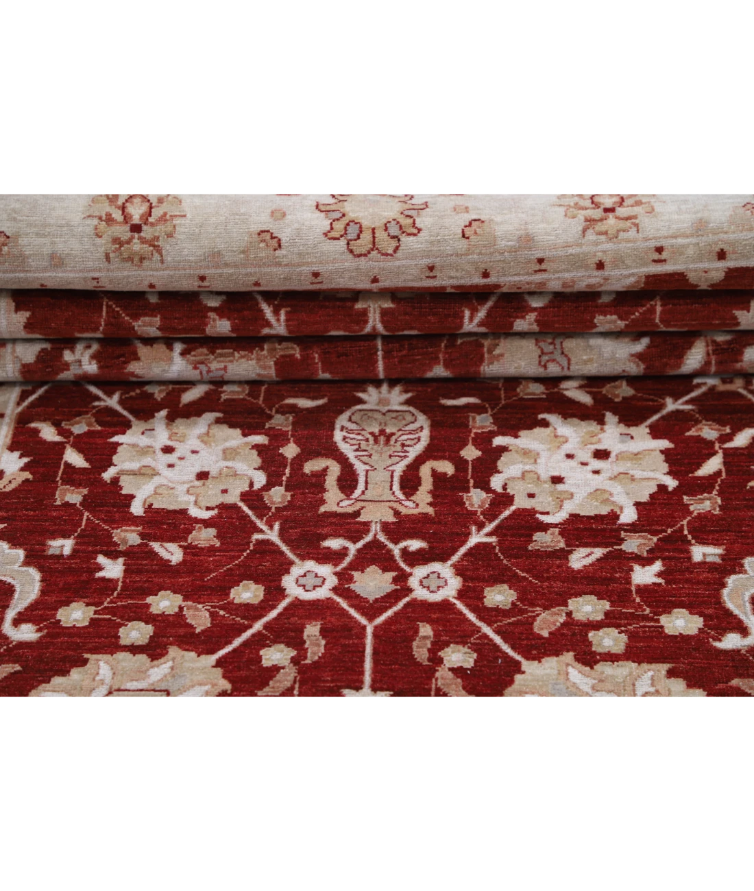 Hand Knotted Ziegler Wool Rug 4' 2" X 12' 7" 4' 2" X 12' 7" (127 X 383) / Red / Ivory