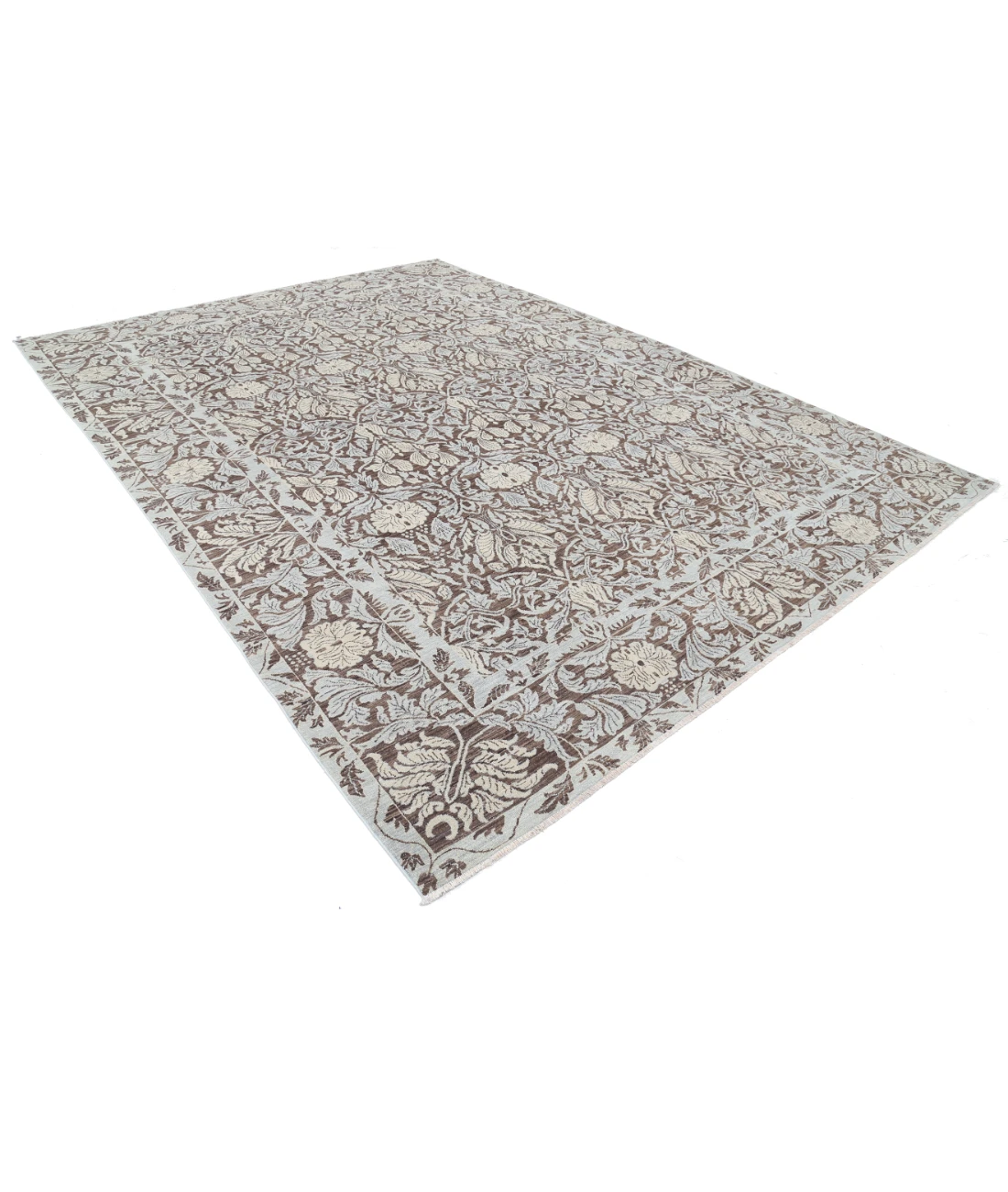 Hand Knotted Ziegler Wool Rug 8' 11" X 12' 3" 8' 11" X 12' 3" (272 X 373) / Brown / Ivory