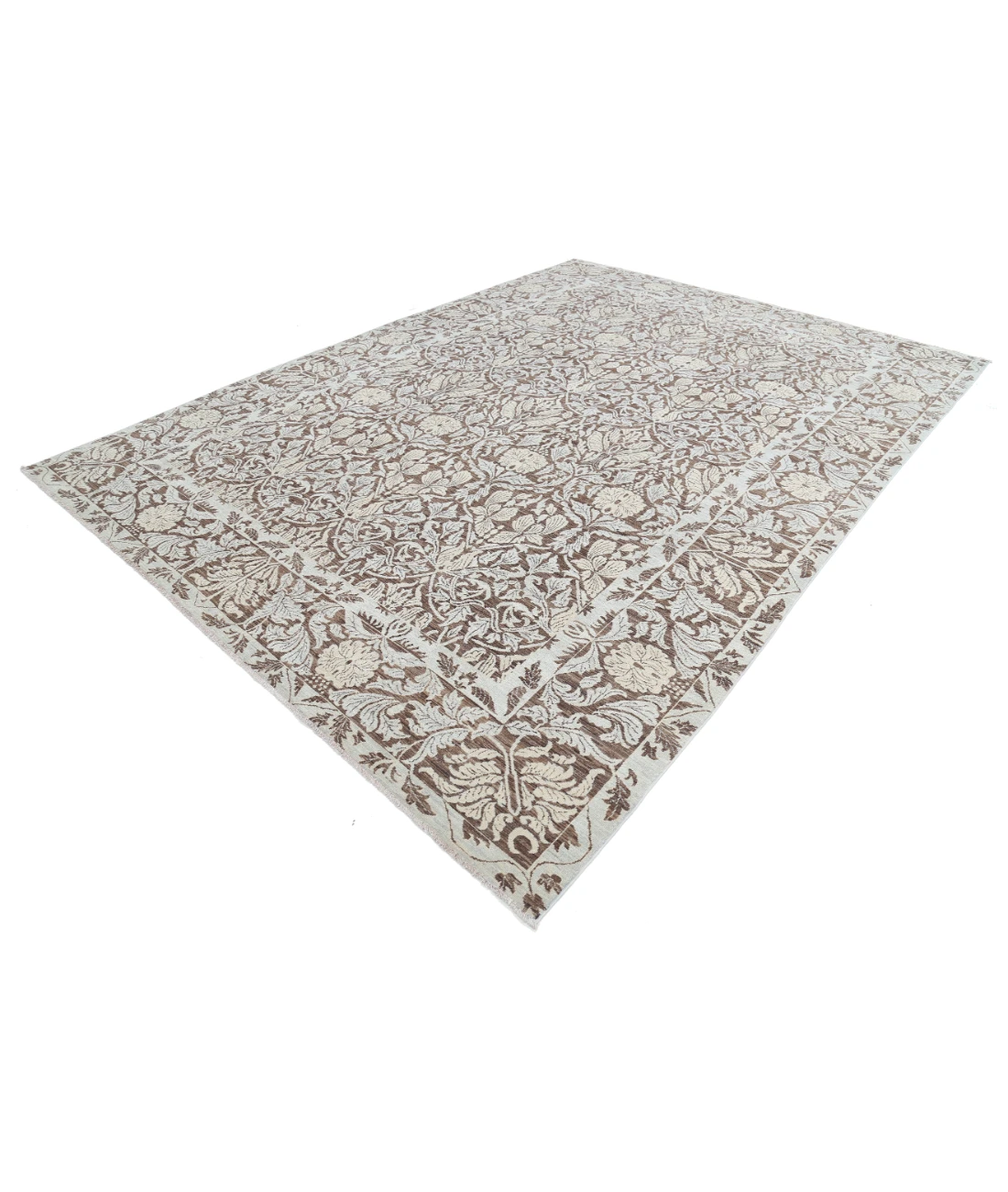 Hand Knotted Ziegler Wool Rug 8' 11" X 12' 3" 8' 11" X 12' 3" (272 X 373) / Brown / Ivory