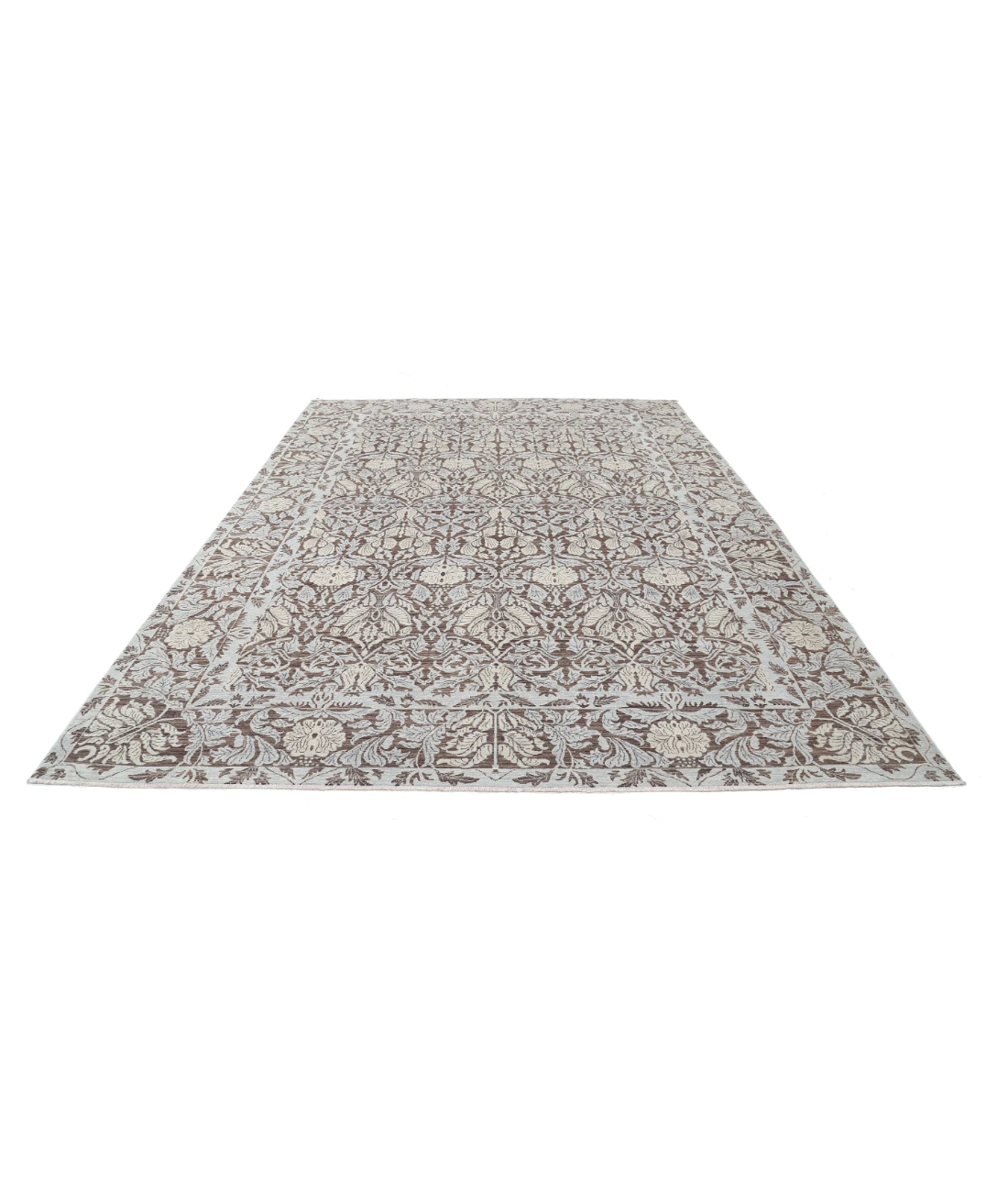 Hand Knotted Ziegler Wool Rug 8' 11" X 12' 3" 8' 11" X 12' 3" (272 X 373) / Brown / Ivory
