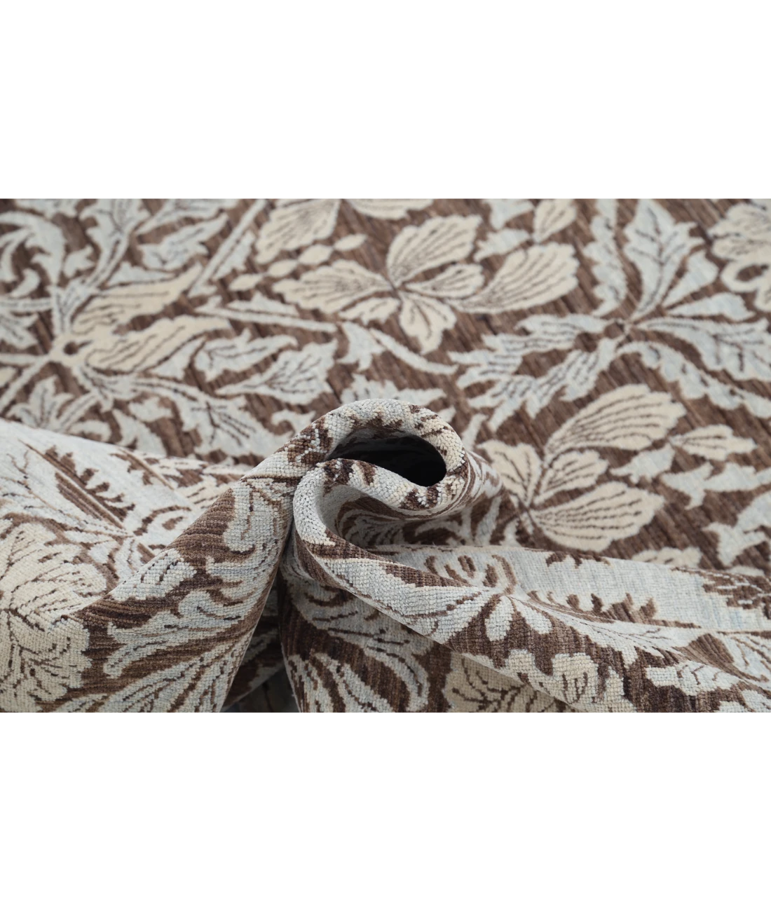 Hand Knotted Ziegler Wool Rug 8' 11" X 12' 3" 8' 11" X 12' 3" (272 X 373) / Brown / Ivory