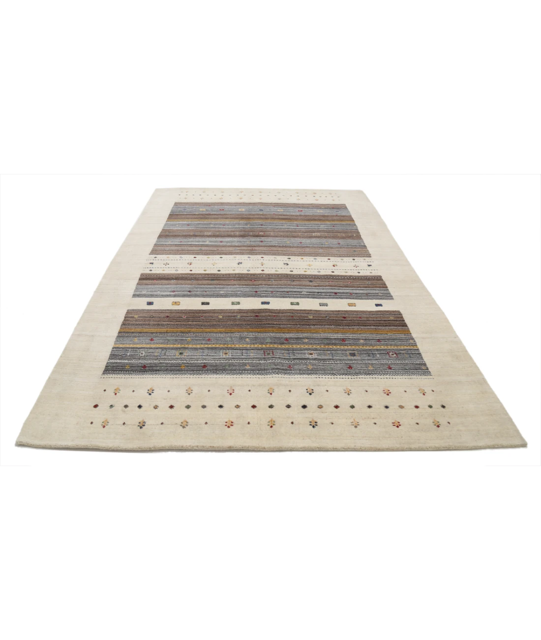 Hand Made Lori Wool Rug 6' 5" X 9' 8" 6' 5" X 9' 8" (196 X 295) / Ivory / Ivory