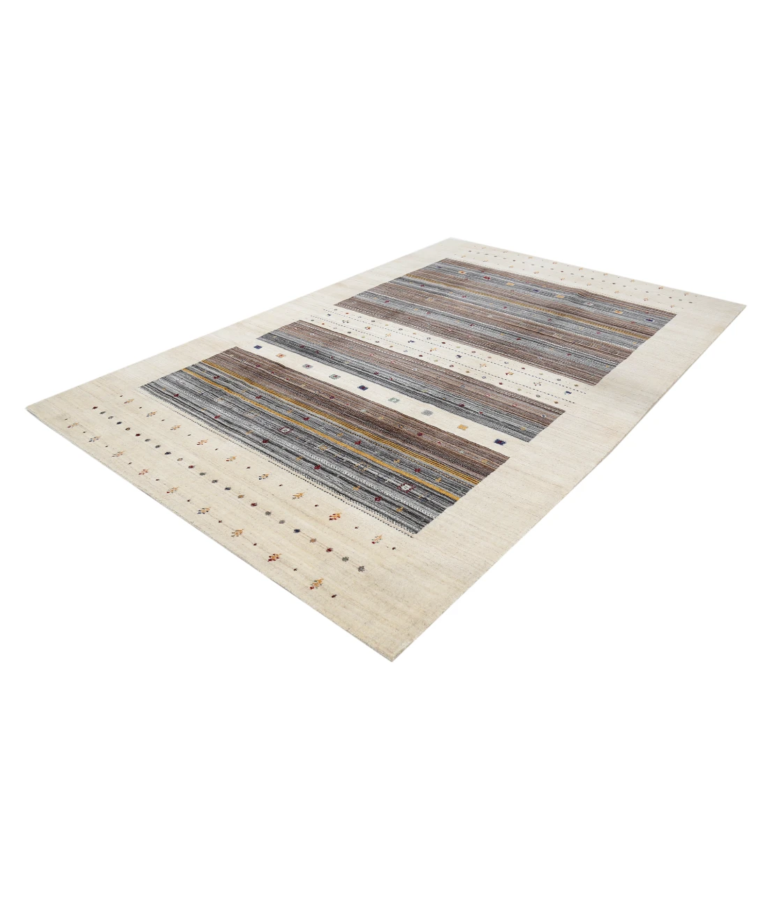 Hand Made Lori Wool Rug 6' 7" X 9' 9" 6' 7" X 9' 9" (201 X 297) / Ivory / Ivory