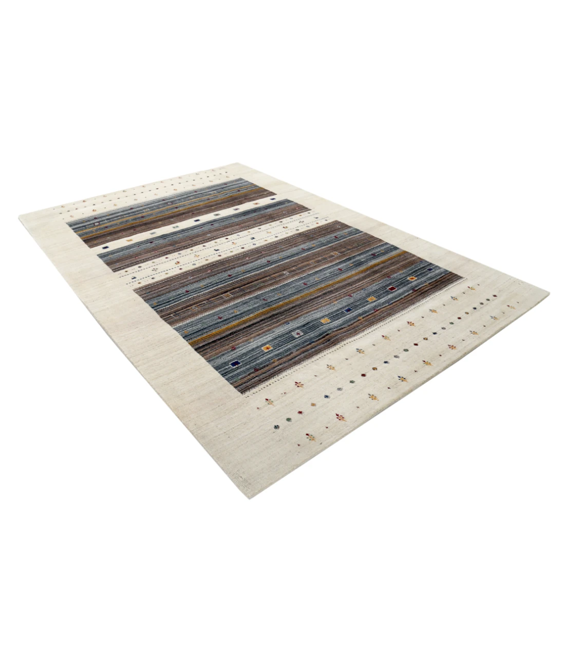 Hand Made Lori Wool Rug 6' 7" X 9' 9" 6' 7" X 9' 9" (201 X 297) / Ivory / Ivory