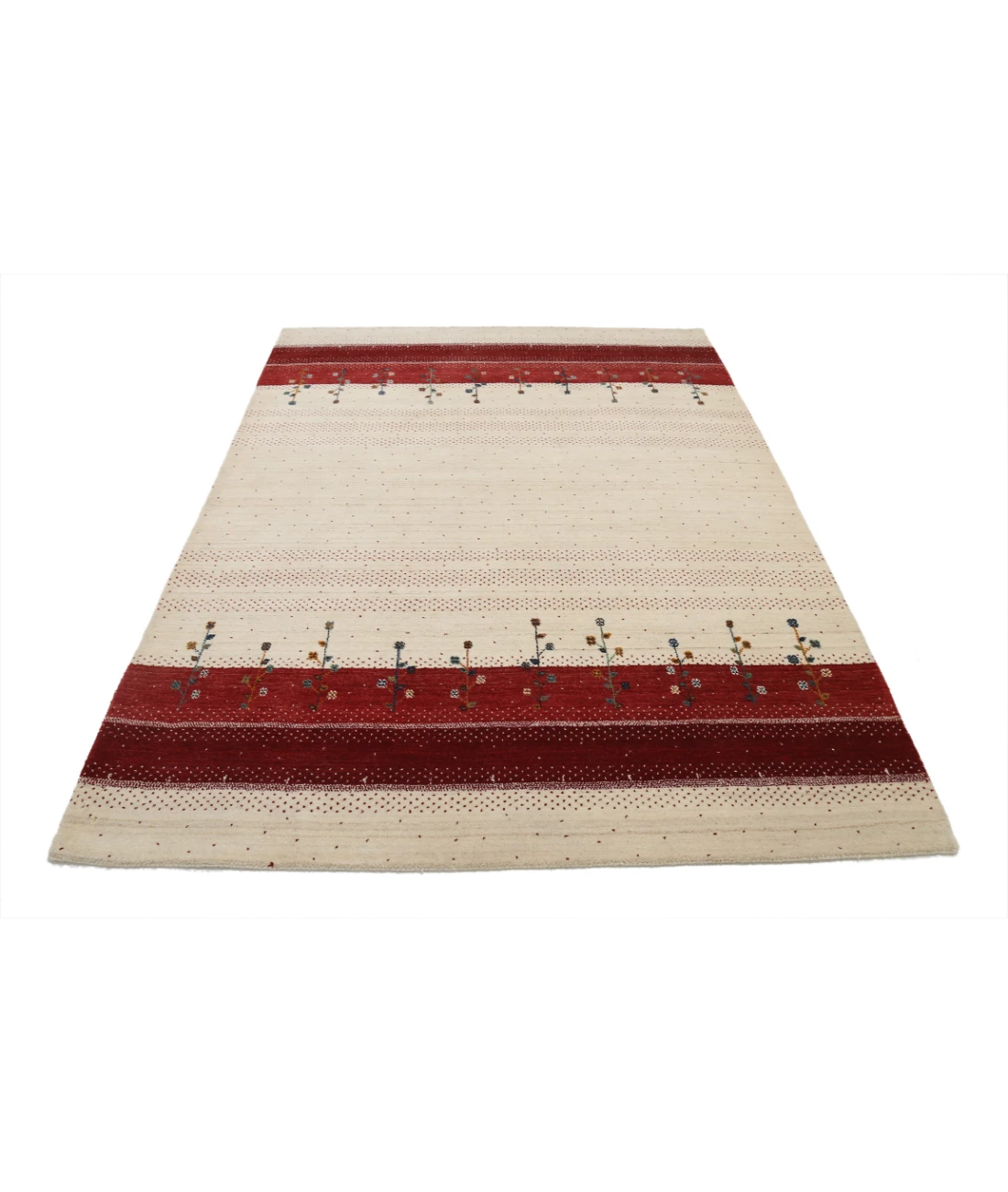 Hand Made Lori Wool Rug 5' 4" X 7' 6" 5' 4" X 7' 6" (162 X 229) / Ivory / Ivory