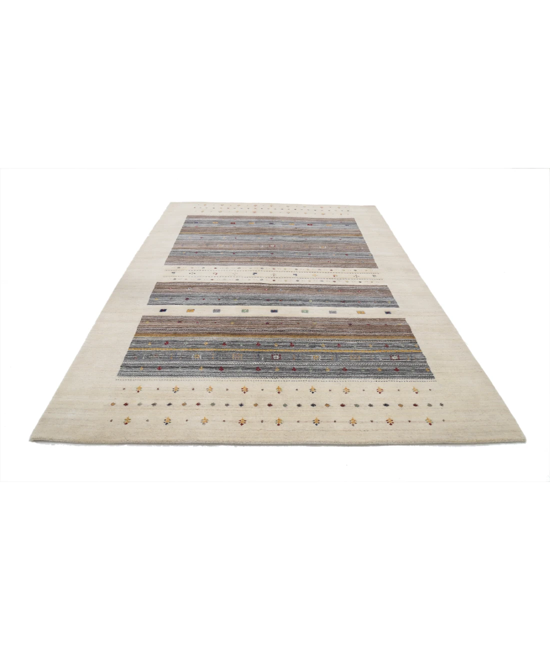 Hand Made Lori Wool Rug 6' 8" X 9' 9" 6' 8" X 9' 9" (203 X 297) / Ivory / Ivory