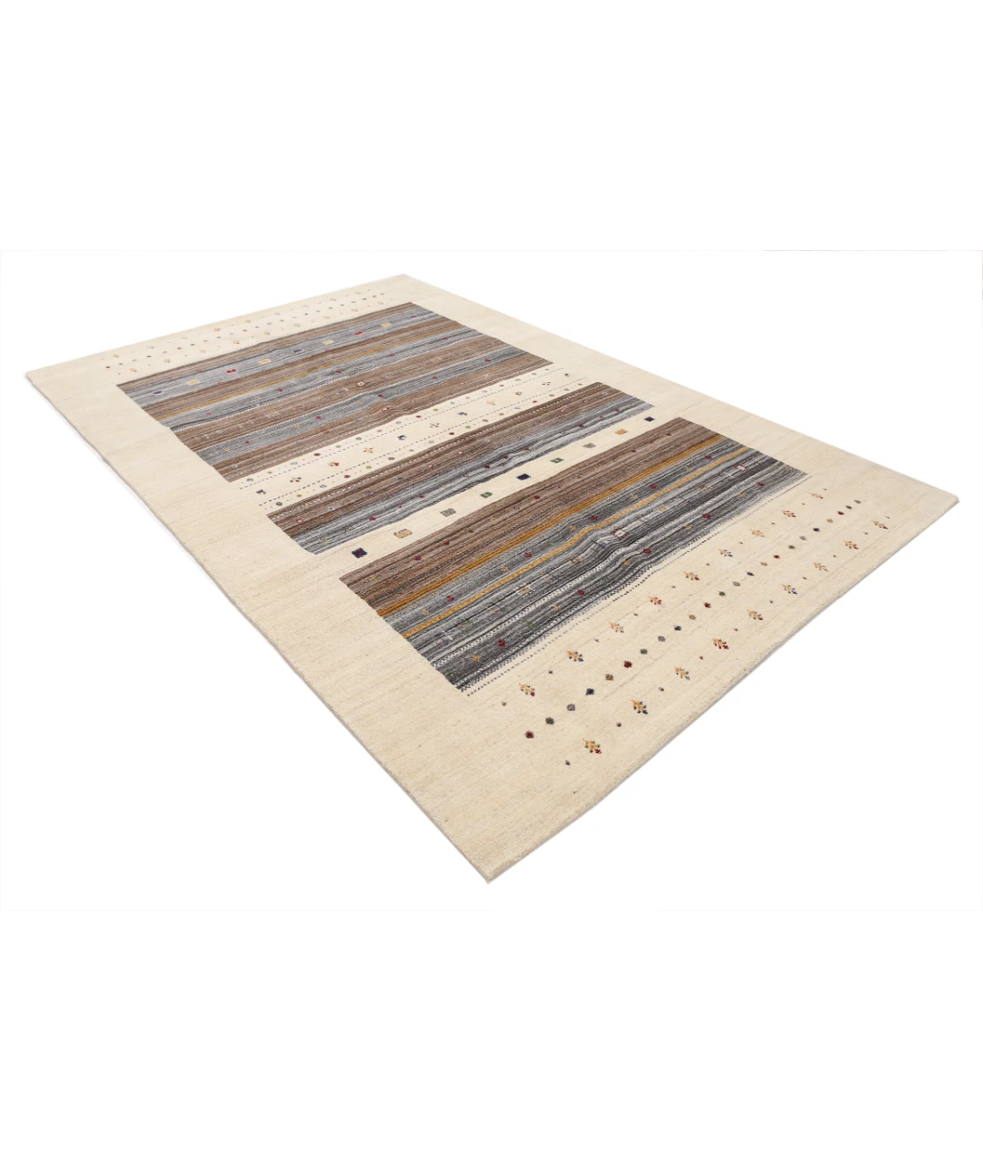 Hand Made Lori Wool Rug 6' 7" X 9' 10" 6' 7" X 9' 10" (201 X 300) / Ivory / Ivory
