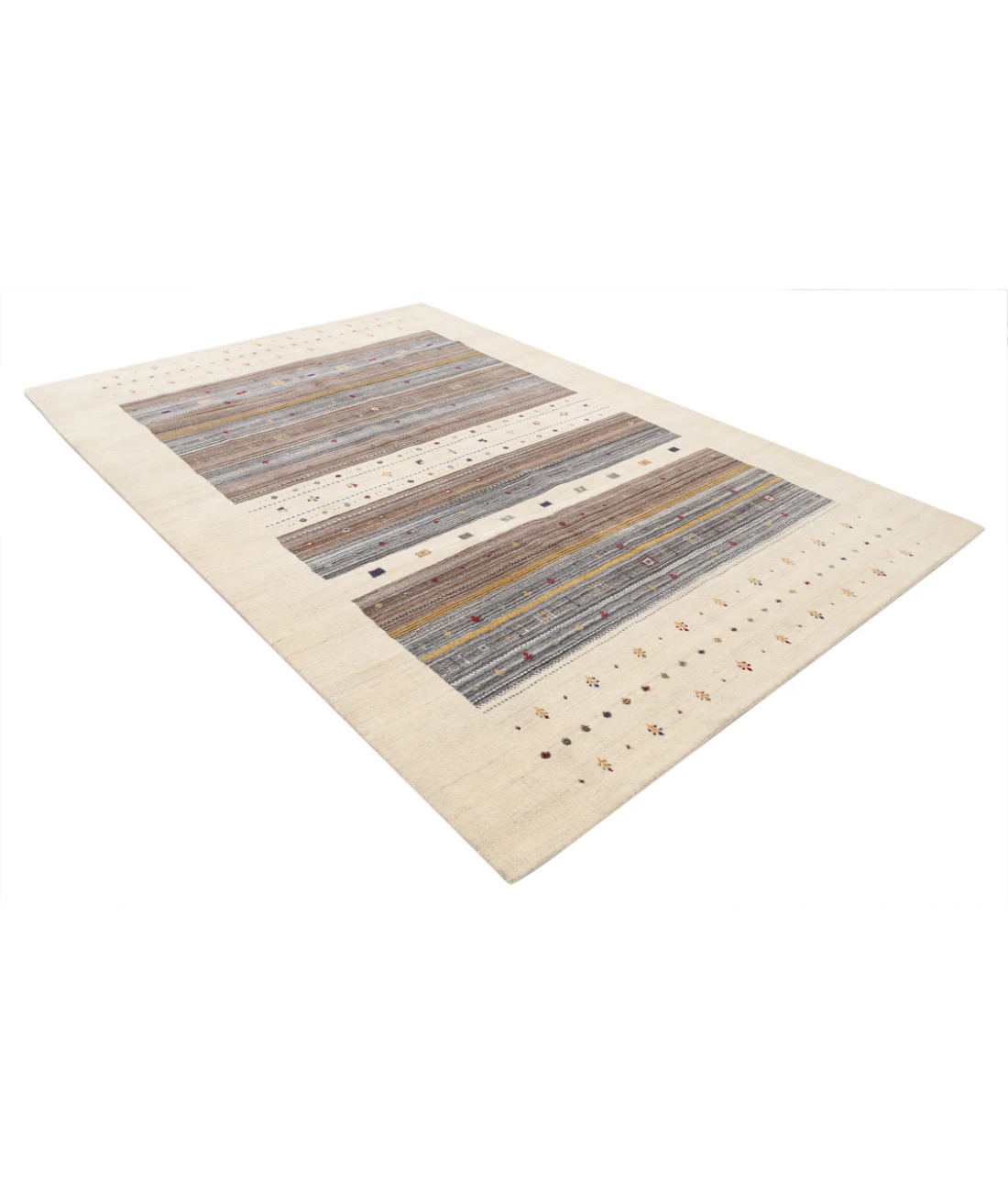 Hand Made Lori Wool Rug 6' 7" X 9' 9" 6' 7" X 9' 9" (201 X 297) / Ivory / Ivory