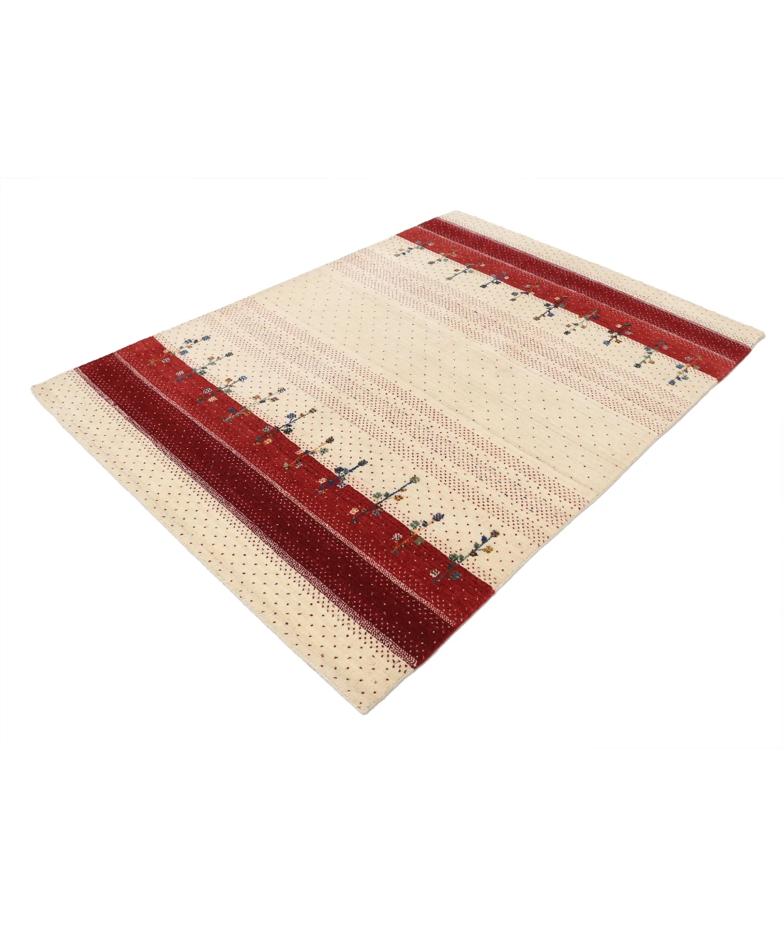 Hand Made Lori Wool Rug 4' 9" X 6' 6" 4' 9" X 6' 6" (145 X 198) / Ivory / Ivory