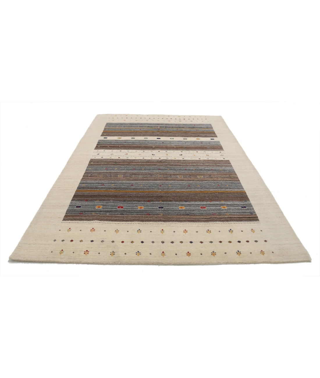 Hand Made Lori Wool Rug 6' 7" X 9' 9" 6' 7" X 9' 9" (201 X 297) / Ivory / Ivory