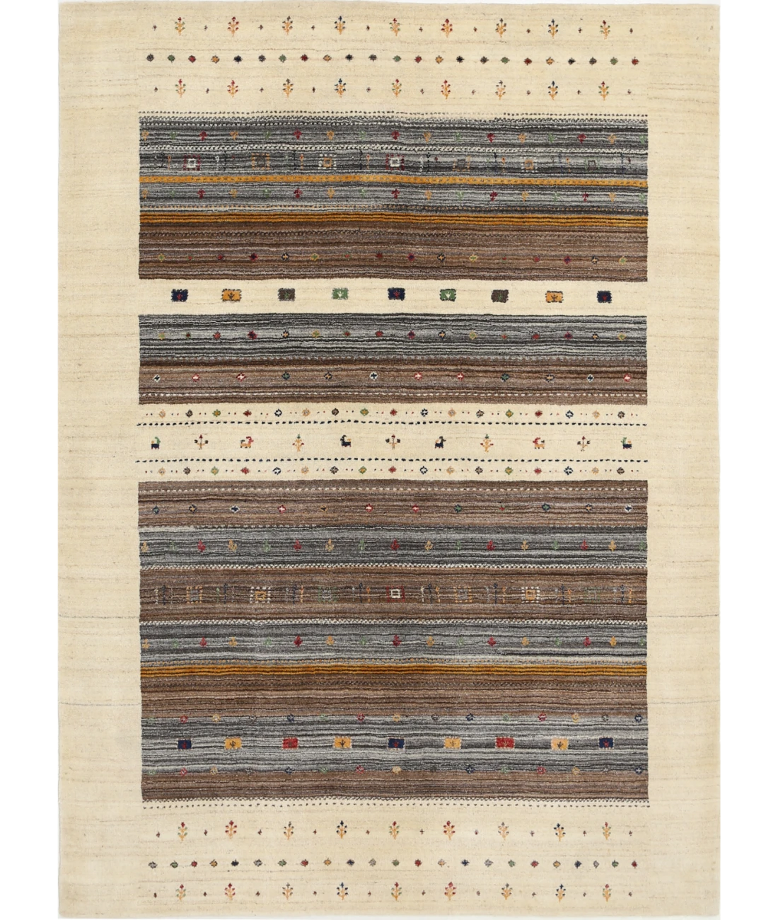 Hand Made Lori Wool Rug 5' 9" X 7' 10" 5' 9" X 7' 10" (175 X 239) / Ivory / Ivory