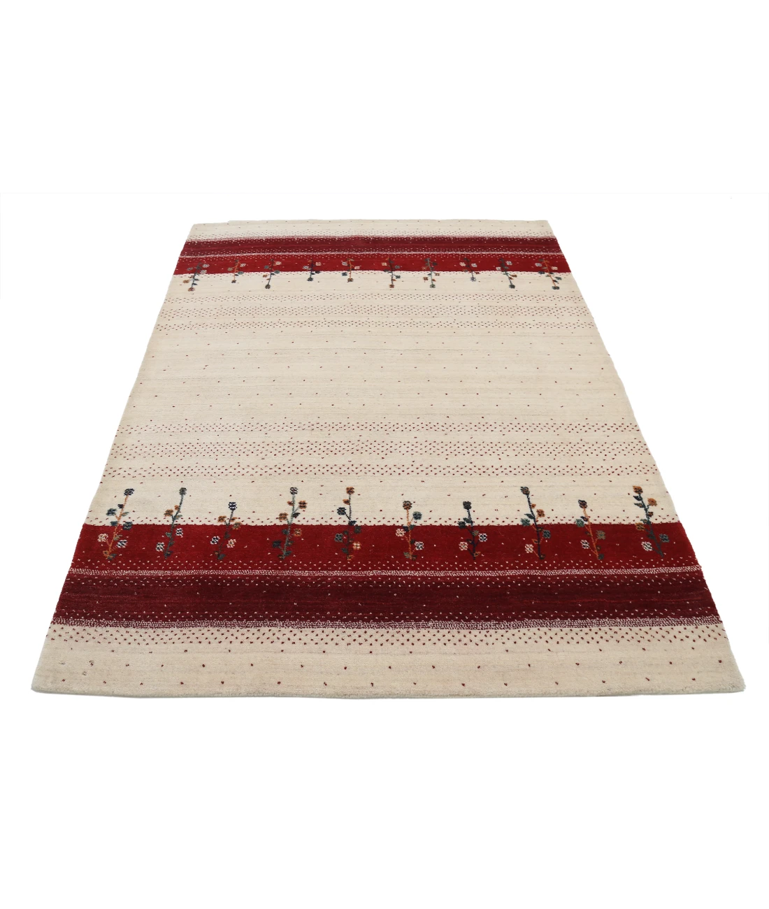 Hand Made Lori Wool Rug 4' 9" X 6' 6" 4' 9" X 6' 6" (145 X 198) / Ivory / Ivory