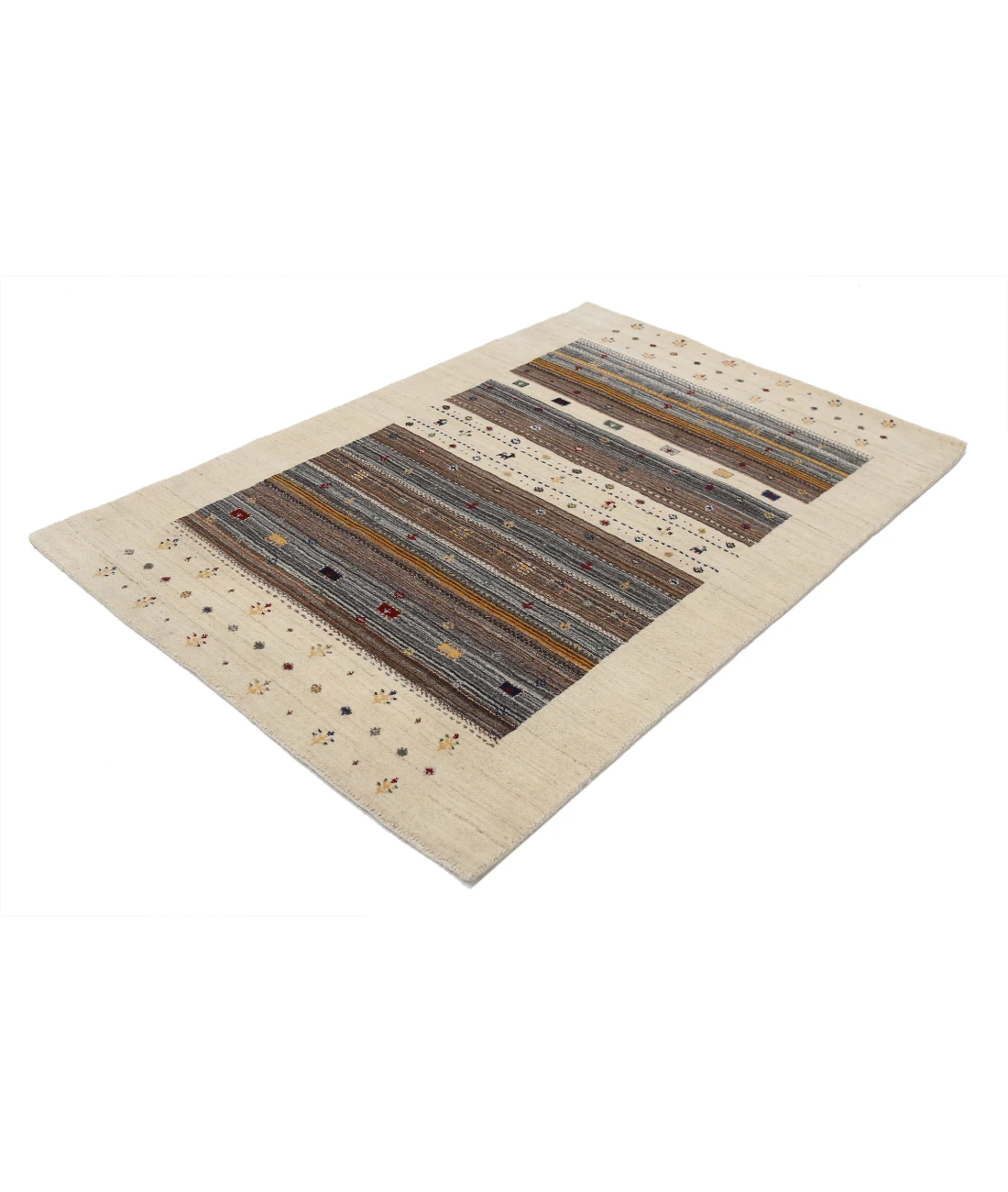 Hand Made Lori Wool Rug 4' 0" X 5' 11" 4' 0" X 5' 11" (122 X 180) / Ivory / Ivory