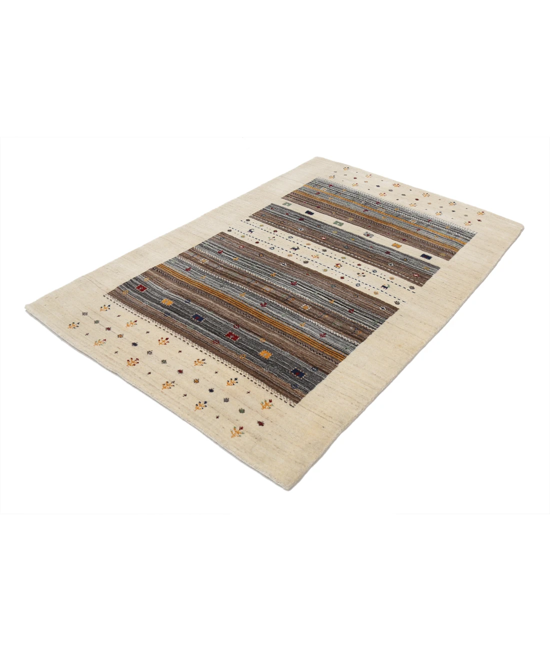 Hand Made Lori Wool Rug 4' 0" X 5' 11" 4' 0" X 5' 11" (122 X 180) / Ivory / Ivory