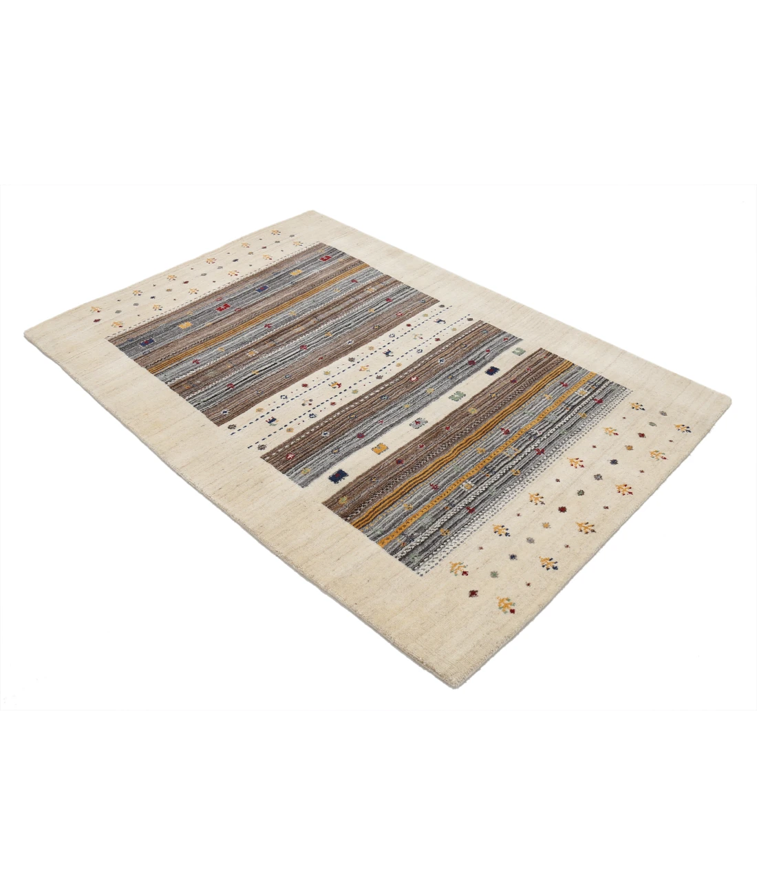 Hand Made Lori Wool Rug 4' 0" X 5' 11" 4' 0" X 5' 11" (122 X 180) / Ivory / Ivory