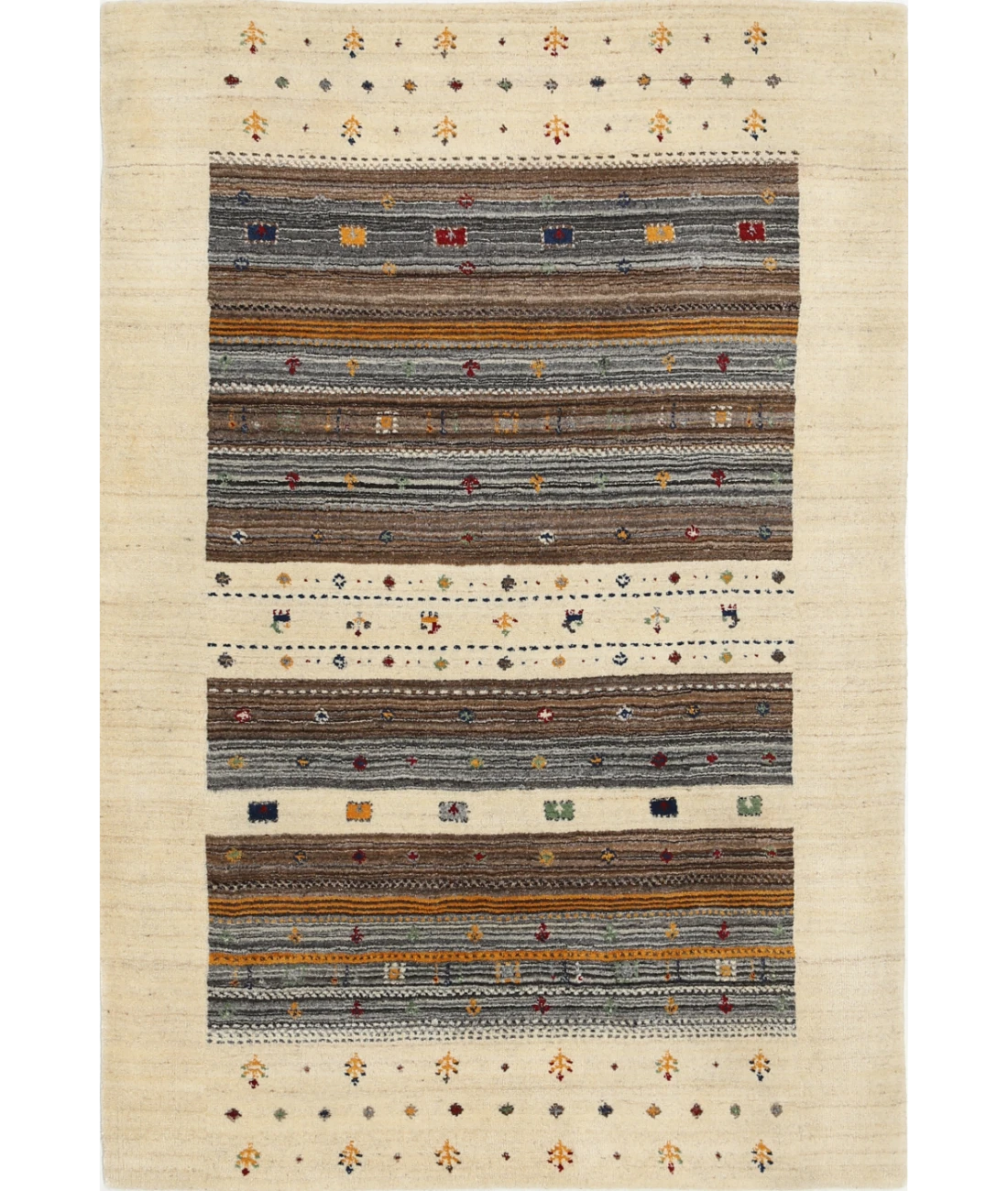 Hand Made Lori Wool Rug 4' 0" X 5' 11" 4' 0" X 5' 11" (122 X 180) / Ivory / Ivory