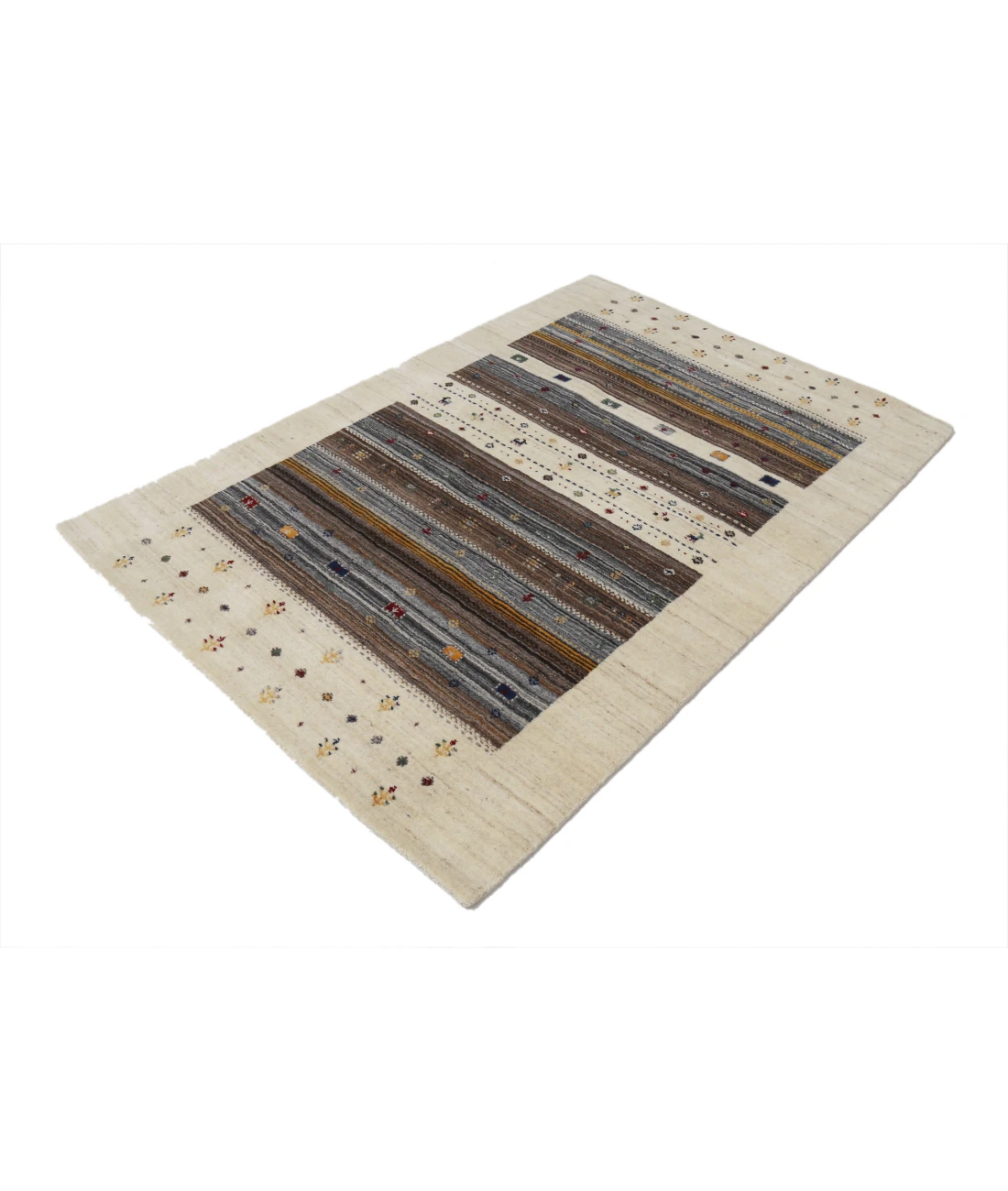 Hand Made Lori Wool Rug 4' 0" X 5' 11" 4' 0" X 5' 11" (122 X 180) / Ivory / Ivory