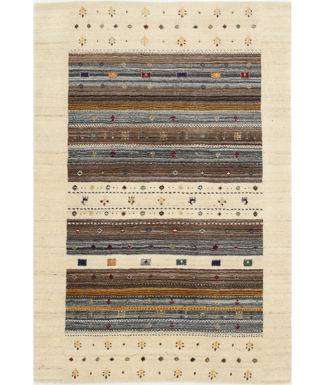 Hand Made Lori Wool Rug 4' 0" X 5' 11" 4' 0" X 5' 11" (122 X 180) / Ivory / Ivory