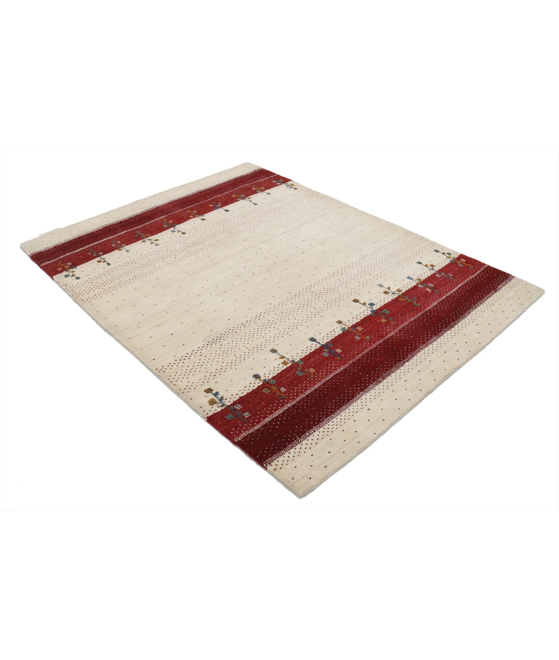 Hand Made Lori Wool Rug 4' 10" X 6' 6" 4' 10" X 6' 6" (147 X 198) / Ivory / Ivory