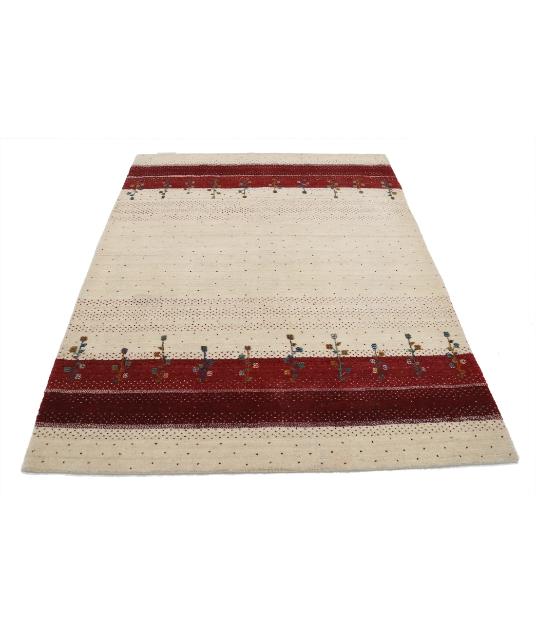 Hand Made Lori Wool Rug 4' 10" X 6' 6" 4' 10" X 6' 6" (147 X 198) / Ivory / Ivory