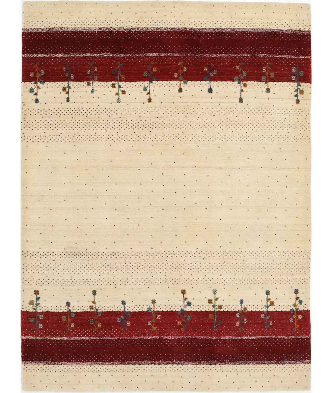 Hand Made Lori Wool Rug 4' 10" X 6' 6" 4' 10" X 6' 6" (147 X 198) / Ivory / Ivory