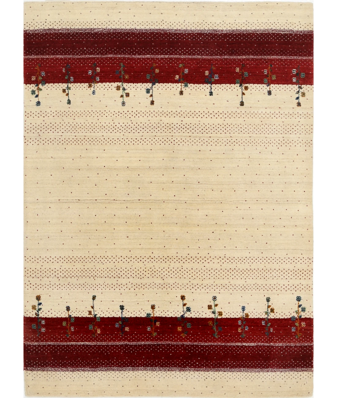 Hand Made Lori Wool Rug 4' 9" X 6' 6" 4' 9" X 6' 6" (145 X 198) / Ivory / Ivory