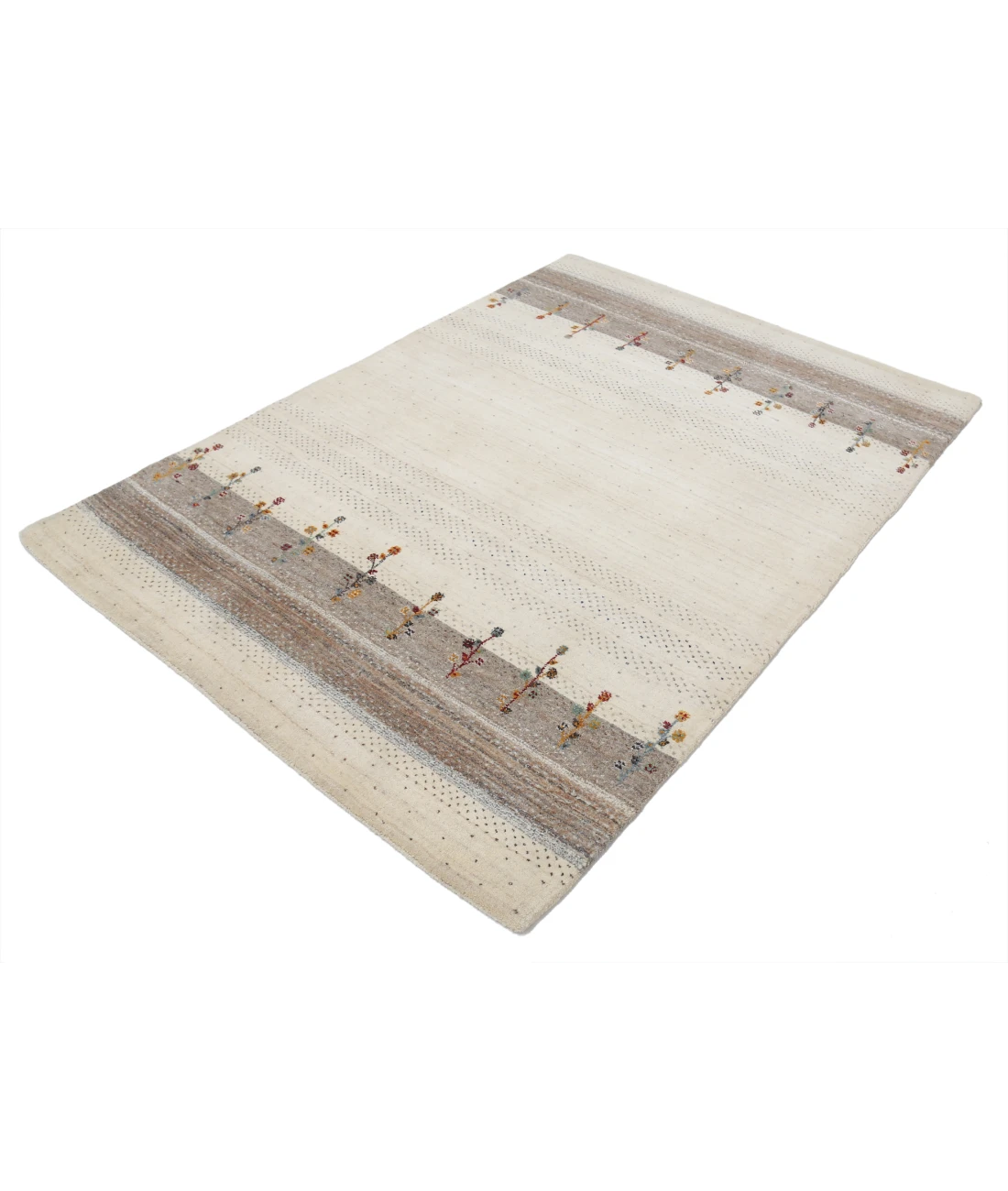 Hand Made Lori Wool Rug 4' 8" X 6' 5" 4' 8" X 6' 5" (142 X 196) / Ivory / Ivory