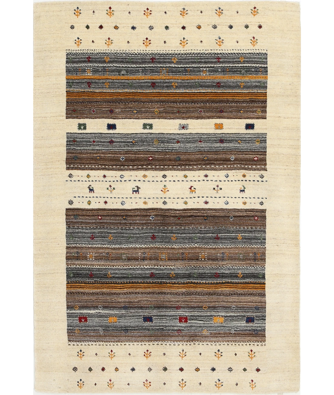 Hand Made Lori Wool Rug 4' 1" X 5' 11" 4' 1" X 5' 11" (124 X 180) / Ivory / Ivory