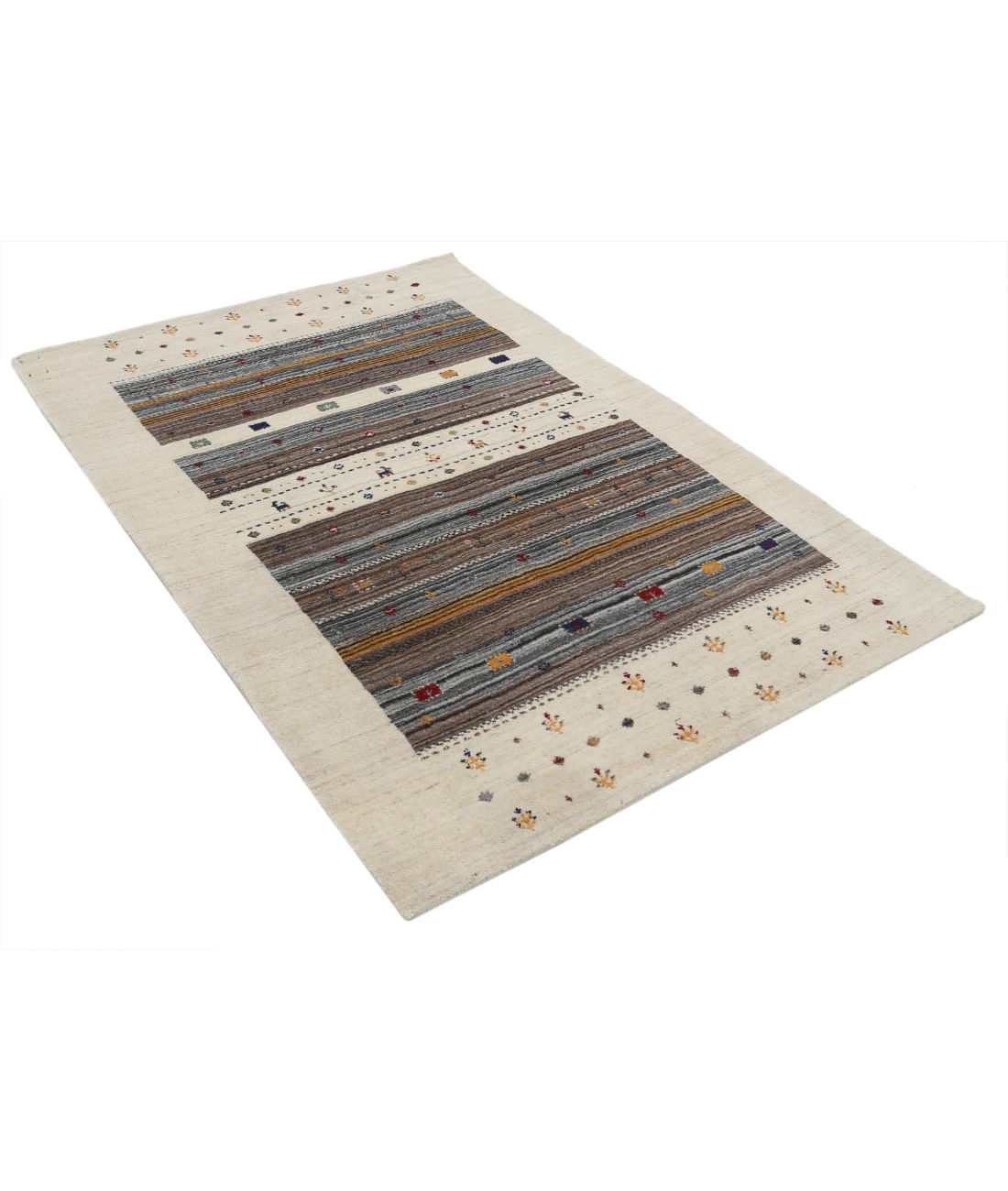 Hand Made Lori Wool Rug 4' 0" X 5' 10" 4' 0" X 5' 10" (122 X 178) / Ivory / Ivory