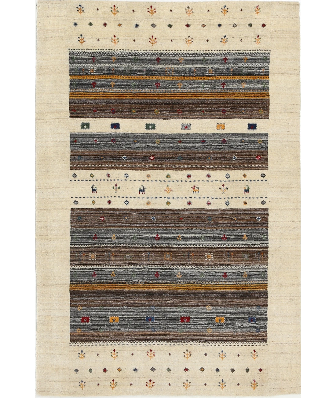 Hand Made Lori Wool Rug 4' 0" X 5' 10" 4' 0" X 5' 10" (122 X 178) / Ivory / Ivory