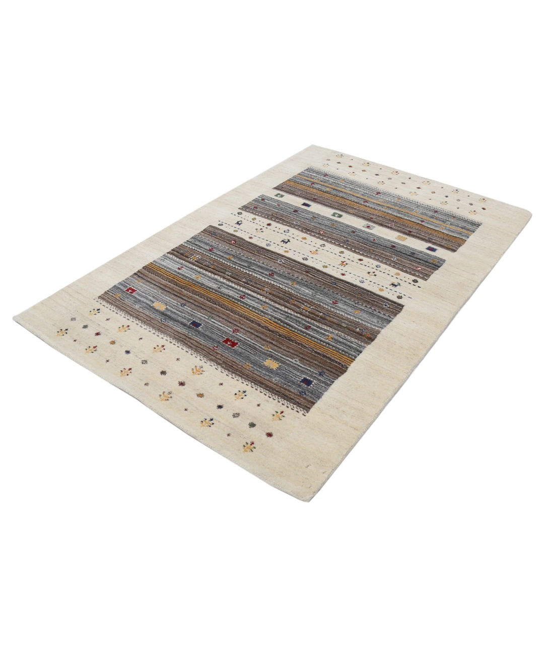 Hand Made Lori Wool Rug 4' 0" X 5' 11" 4' 0" X 5' 11" (122 X 180) / Ivory / Ivory
