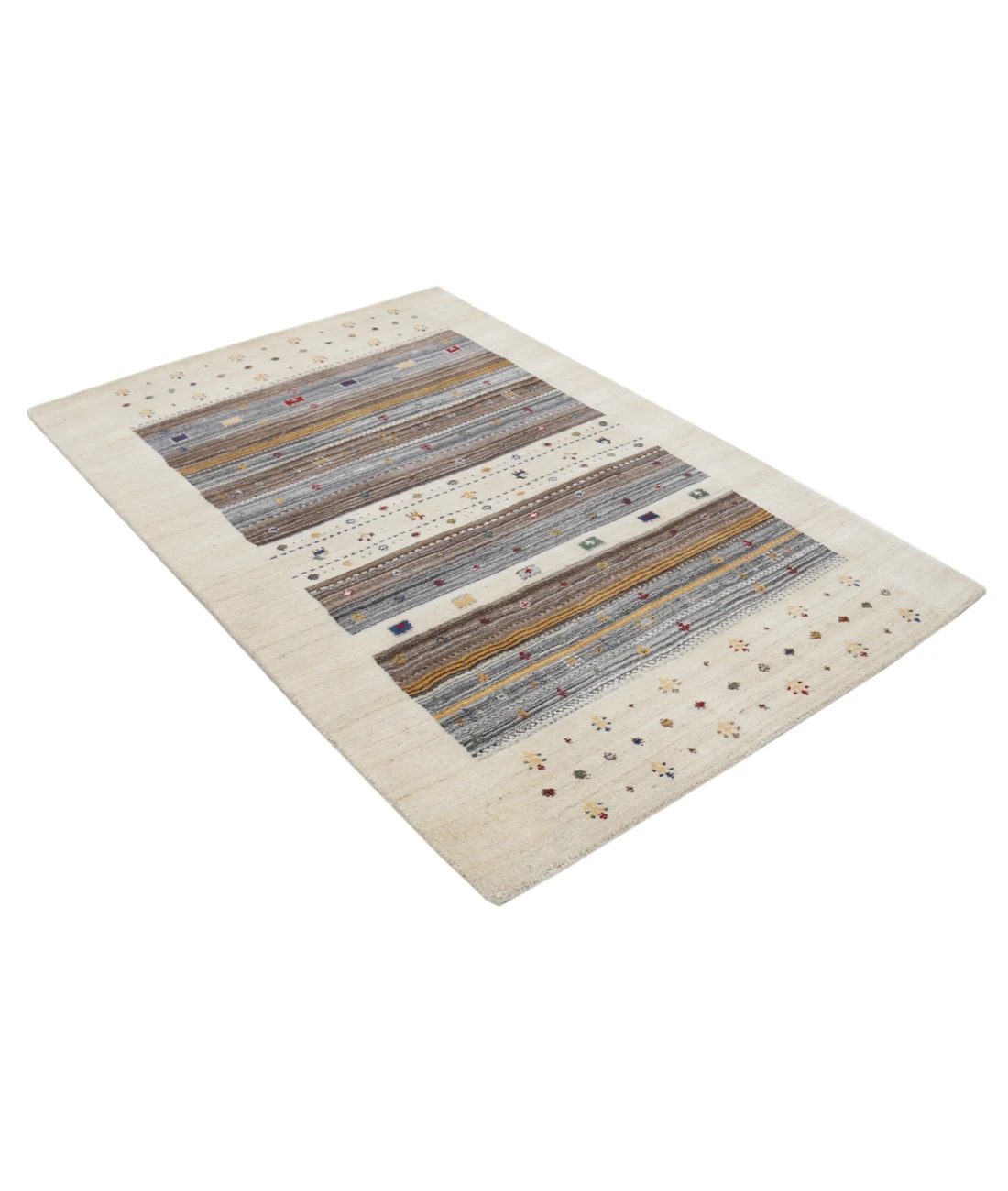 Hand Made Lori Wool Rug 4' 0" X 5' 11" 4' 0" X 5' 11" (122 X 180) / Ivory / Ivory