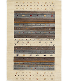 Hand Made Lori Wool Rug 4' 0" X 5' 11" 4' 0" X 5' 11" (122 X 180) / Ivory / Ivory