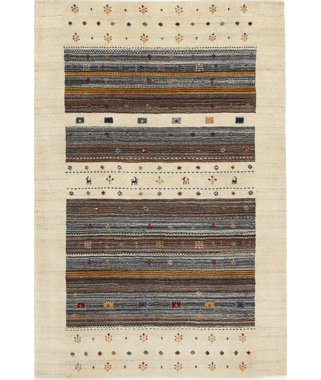 Hand Made Lori Wool Rug 3' 11" X 5' 9" 3' 11" X 5' 9" (119 X 175) / Ivory / Ivory