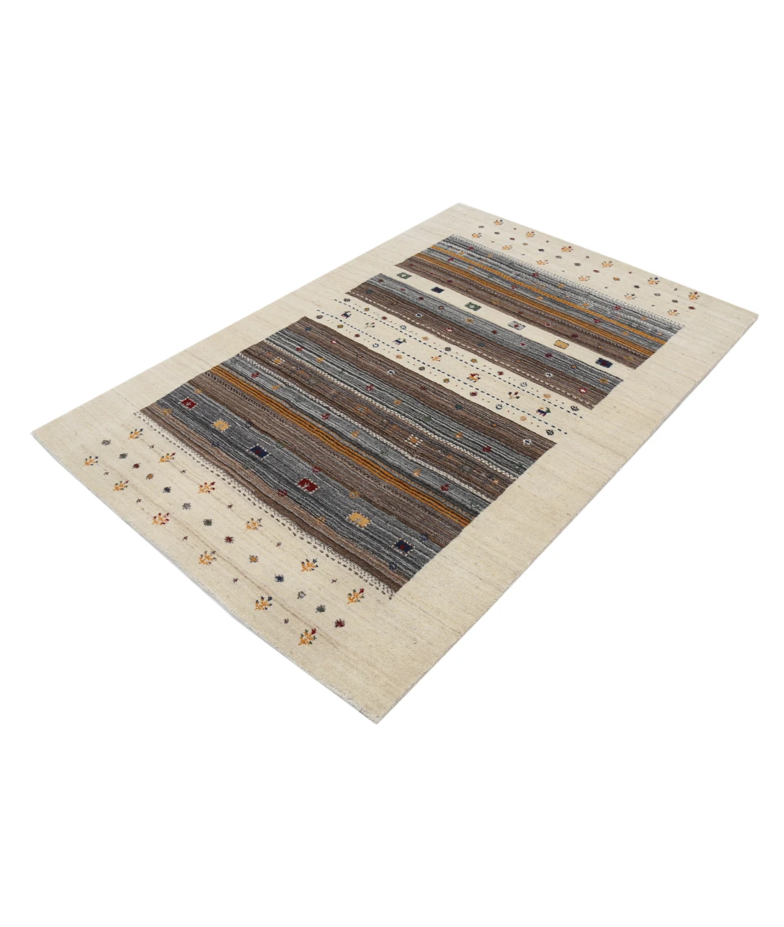 Hand Made Lori Wool Rug 4' 0" X 5' 10" 4' 0" X 5' 10" (122 X 178) / Ivory / Ivory